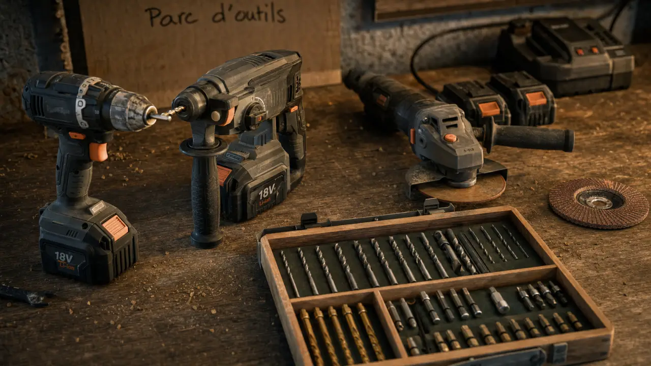 Outils electroportatif : perceuse 18 V brushless en atelier