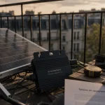 Panneau solaire appartement sur balcon, près du garde-corps