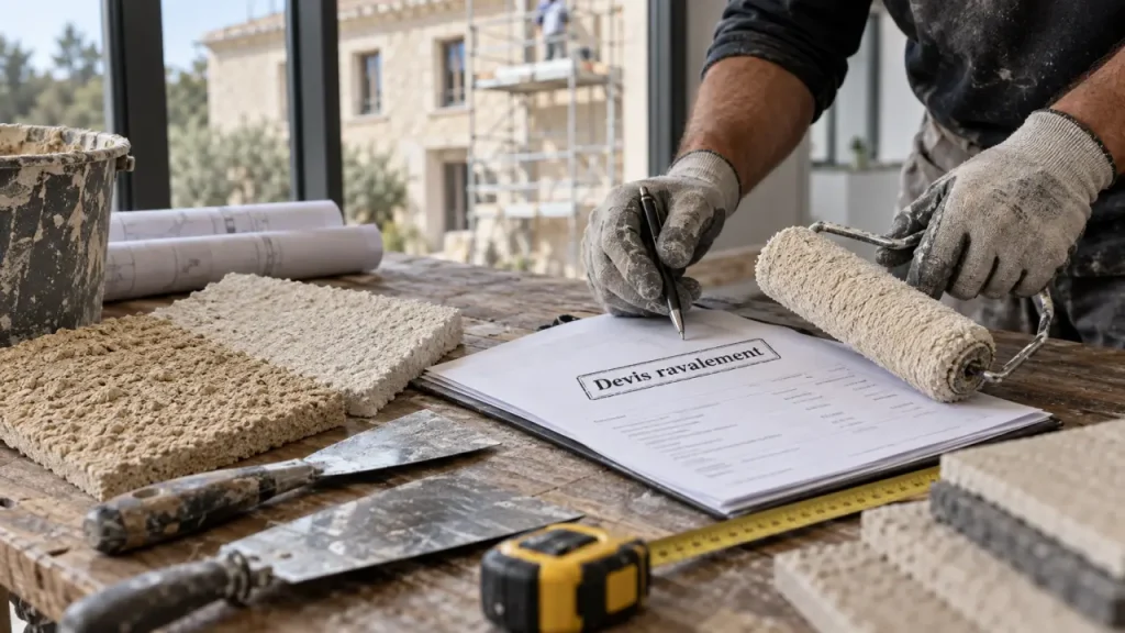 Devis ravalement de façade : artisan et échantillons d’enduits