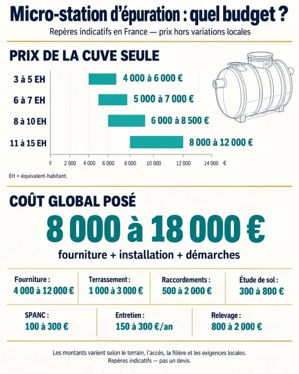 Infographie micro station prix selon la capacité et les frais d’installation