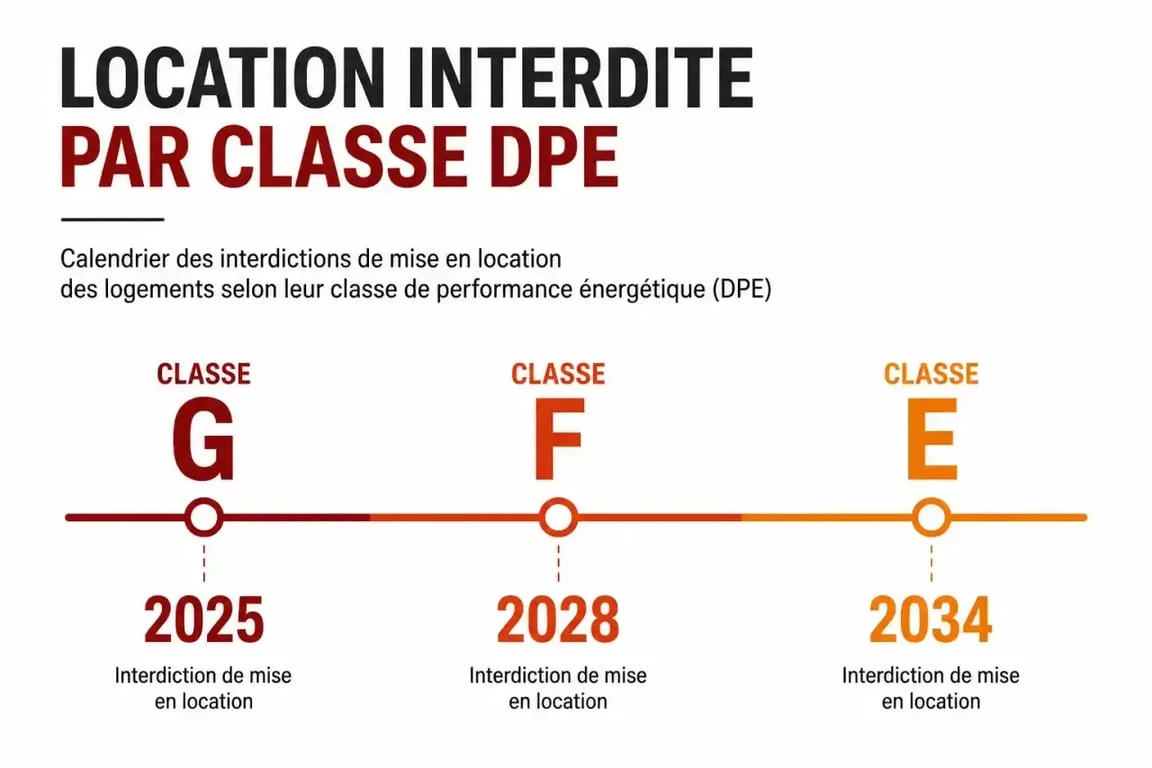 Calendrier d'interdiction de location d'un logement classé E selon le DPE