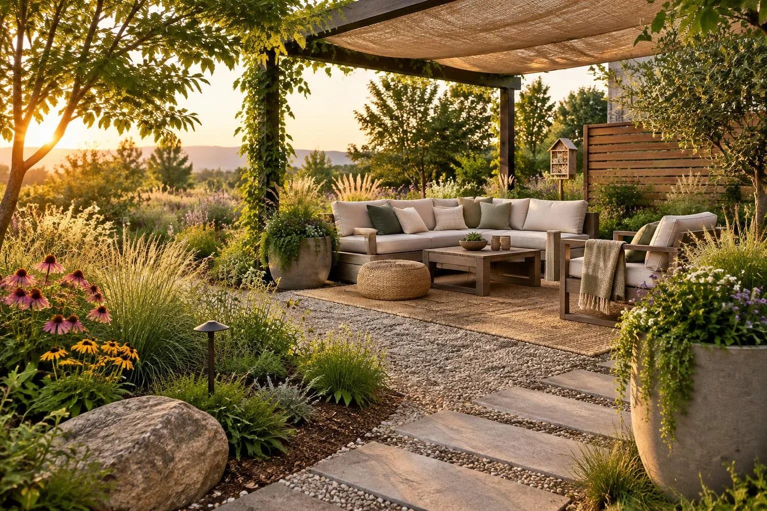 Mobilier écoresponsable : jardin durable sans carbone