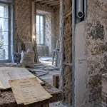 Rénovation maison en pierre : traces d’humidité sur un mur en pierres traitées