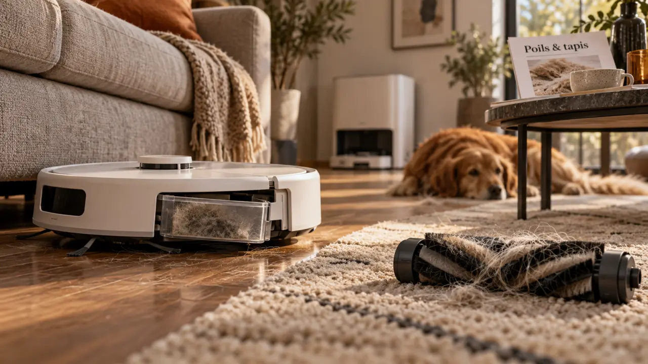 Aspirateur robot special animaux : moins de poils au sol, brosse anti-enchevêtrement