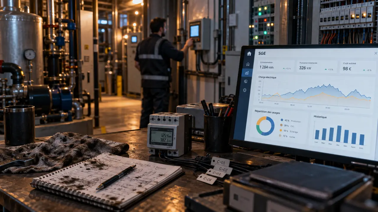 Gestion de l énergie : mesure et pilotage avant facture, salle technique avec tableaux de charge