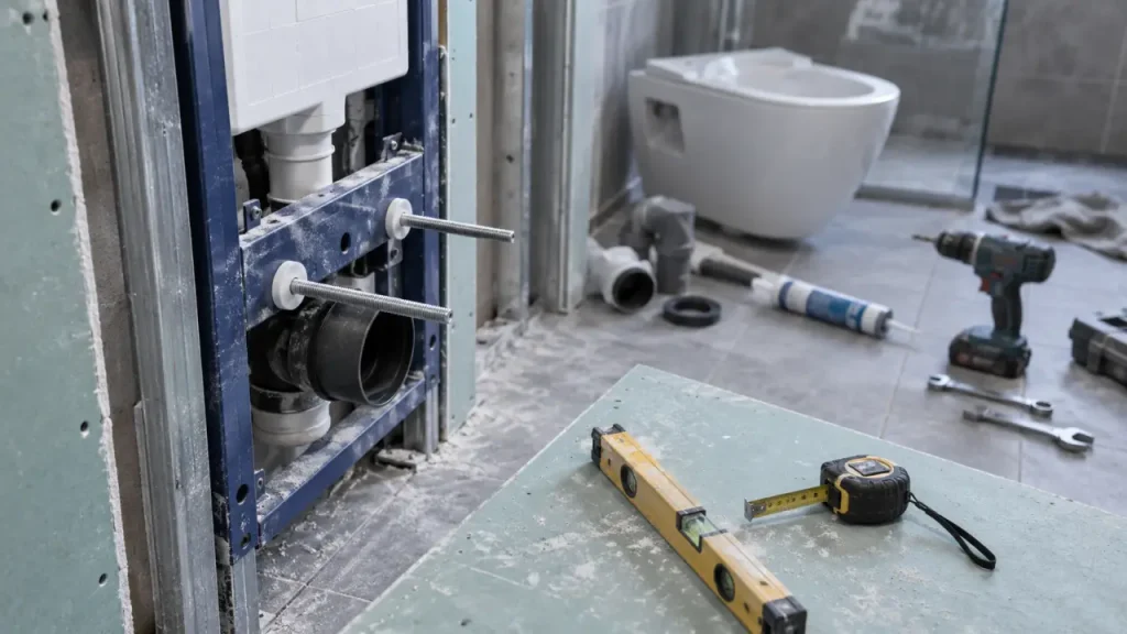 Poser un toilette suspendu : réglage précis du WC suspendu