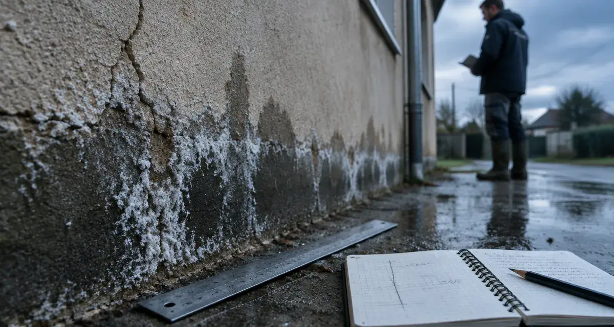 Traitement humidité mur extérieur : salpêtre et traces d’humidité sur crépi